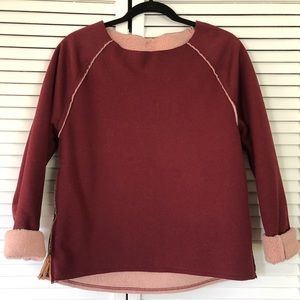 Burgundy Sweatshirt with Pink Interior Sherpa